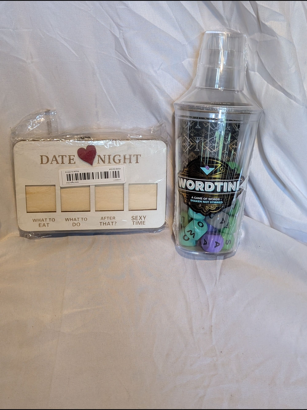 Wordtini Game in Clear Shaker with Dice - And Date Night Dice Game